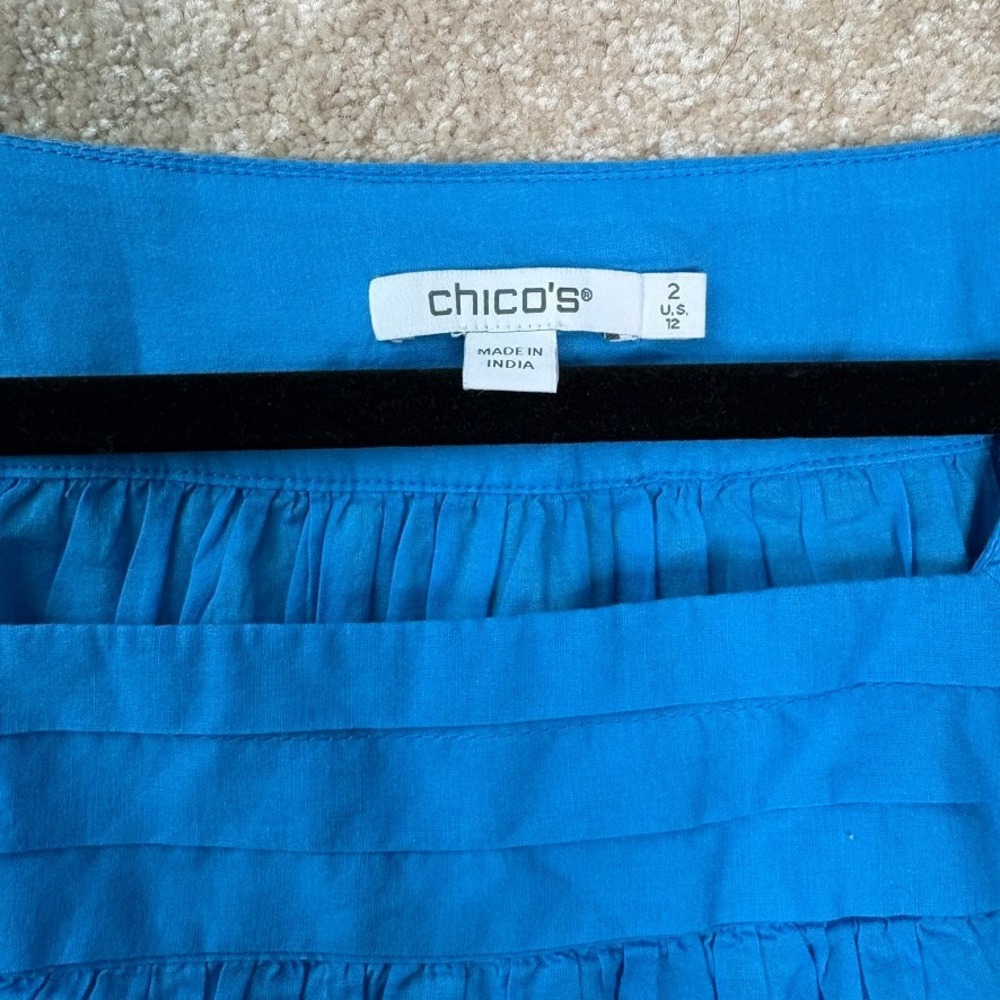 NWT CHICO'S Cotton Voile Top Women's 2 Size 12 Large Blue Boho Summer - Picture 5 of 8